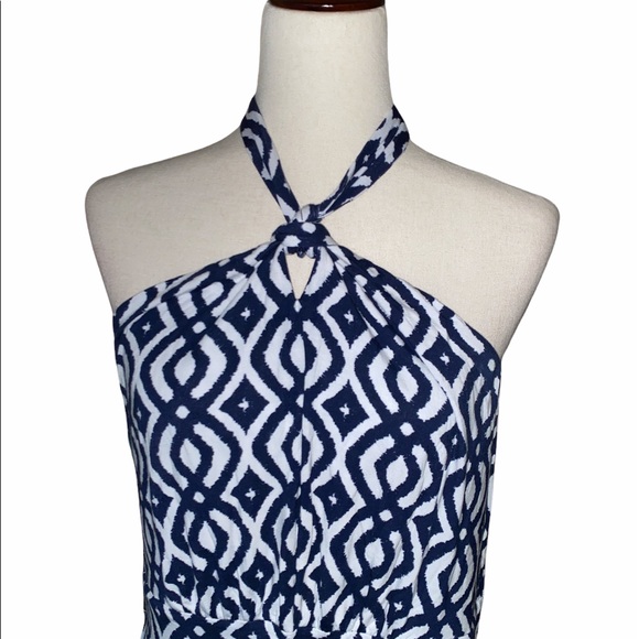 Vineyard Vines Halter Maxi Navy Blue Dress - L - Picture 3 of 12